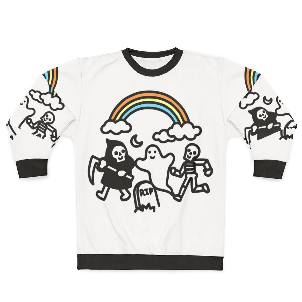 Spooky Pals Sweatshirt with Skeleton and Ghost Design