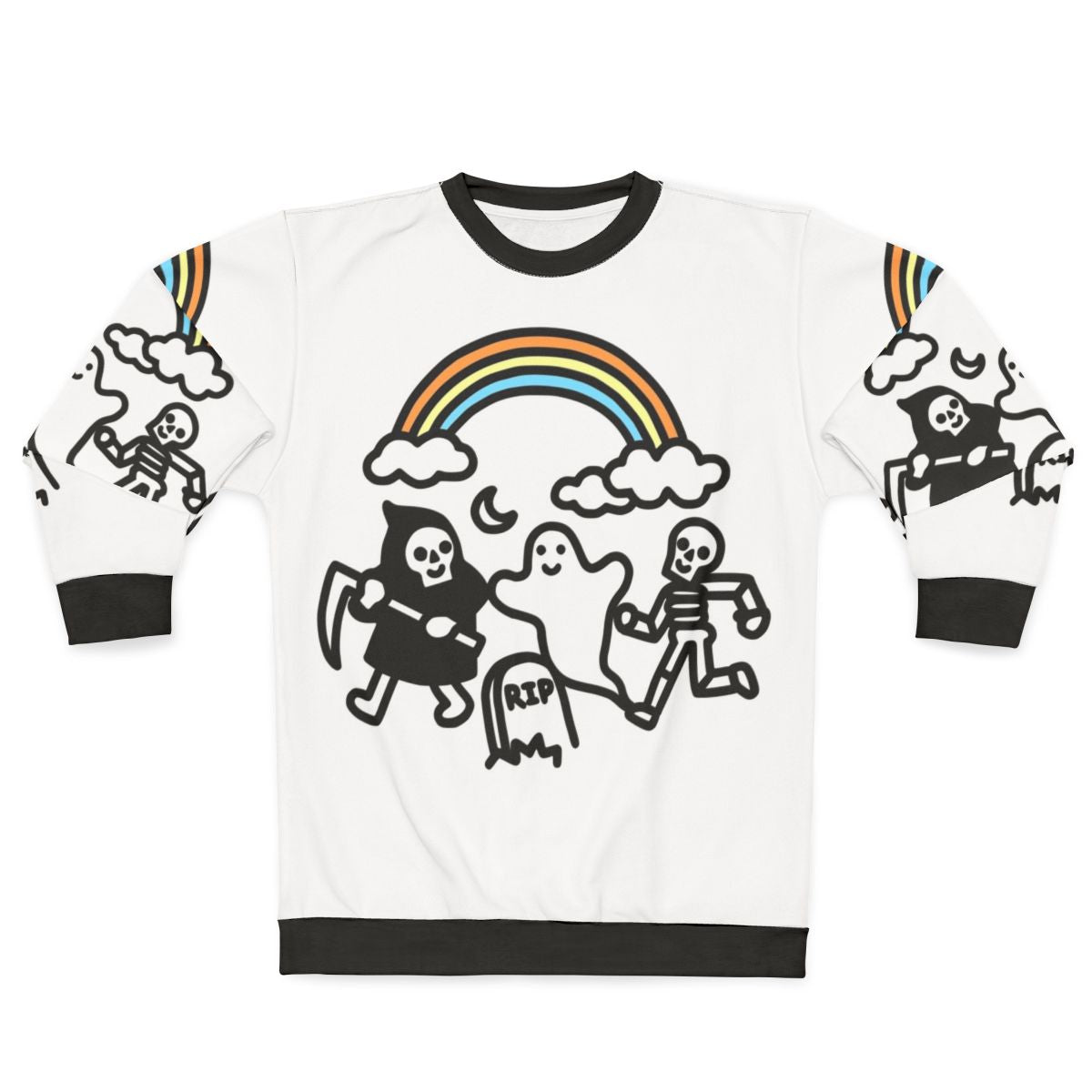 Spooky Pals Sweatshirt with Skeleton and Ghost Design