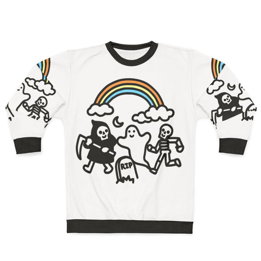 Spooky Pals Sweatshirt with Skeleton and Ghost Design