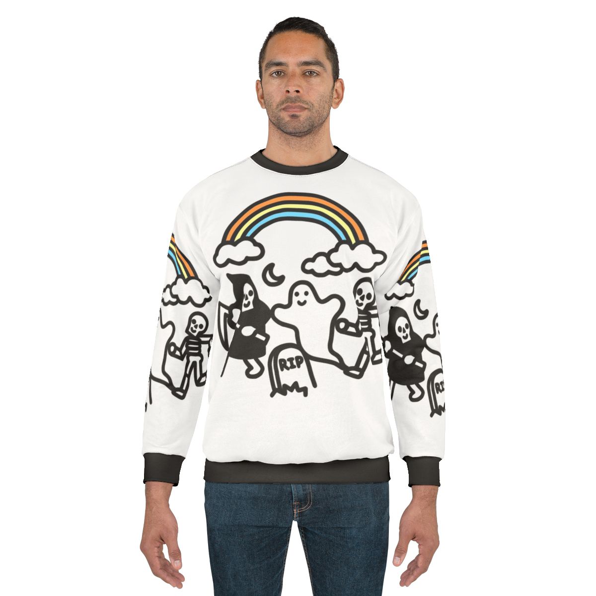 Spooky Pals Sweatshirt with Skeleton and Ghost Design