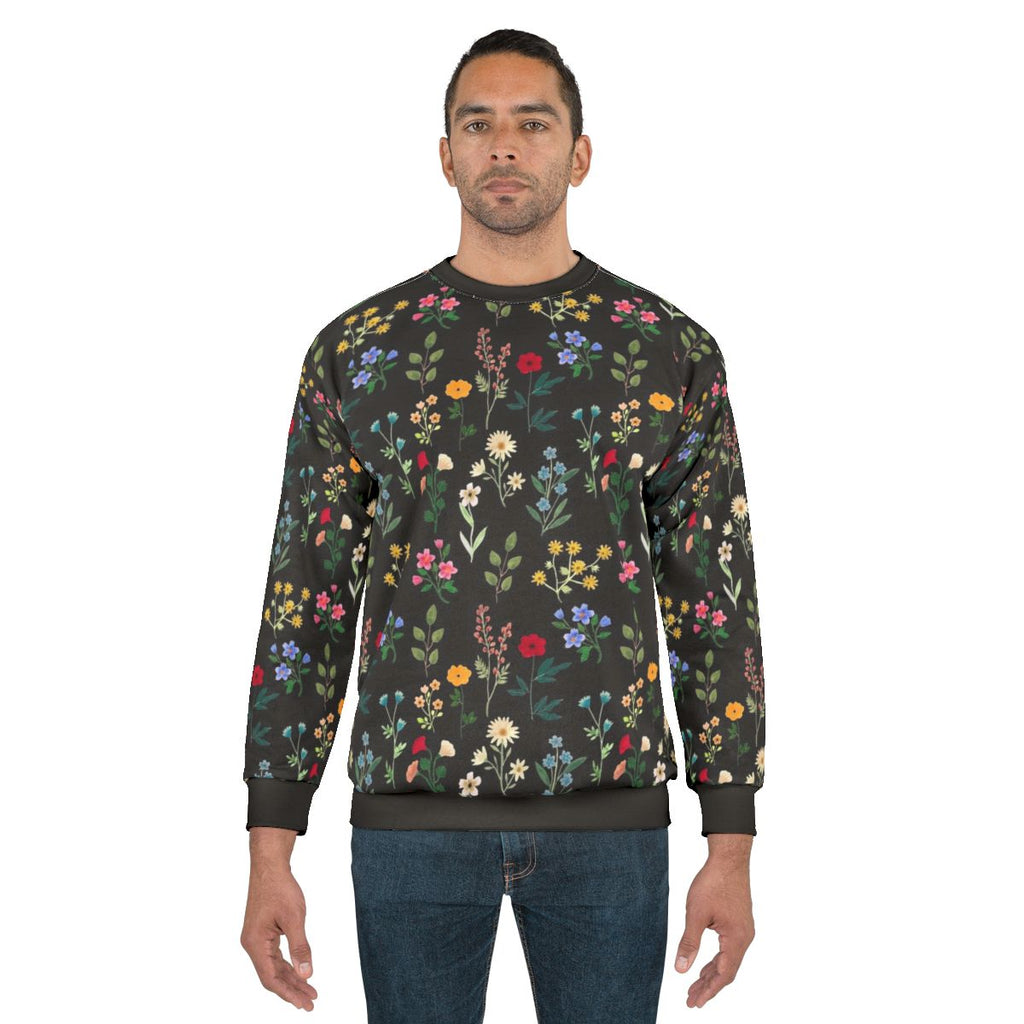 Spring botanical floral pattern sweatshirt
