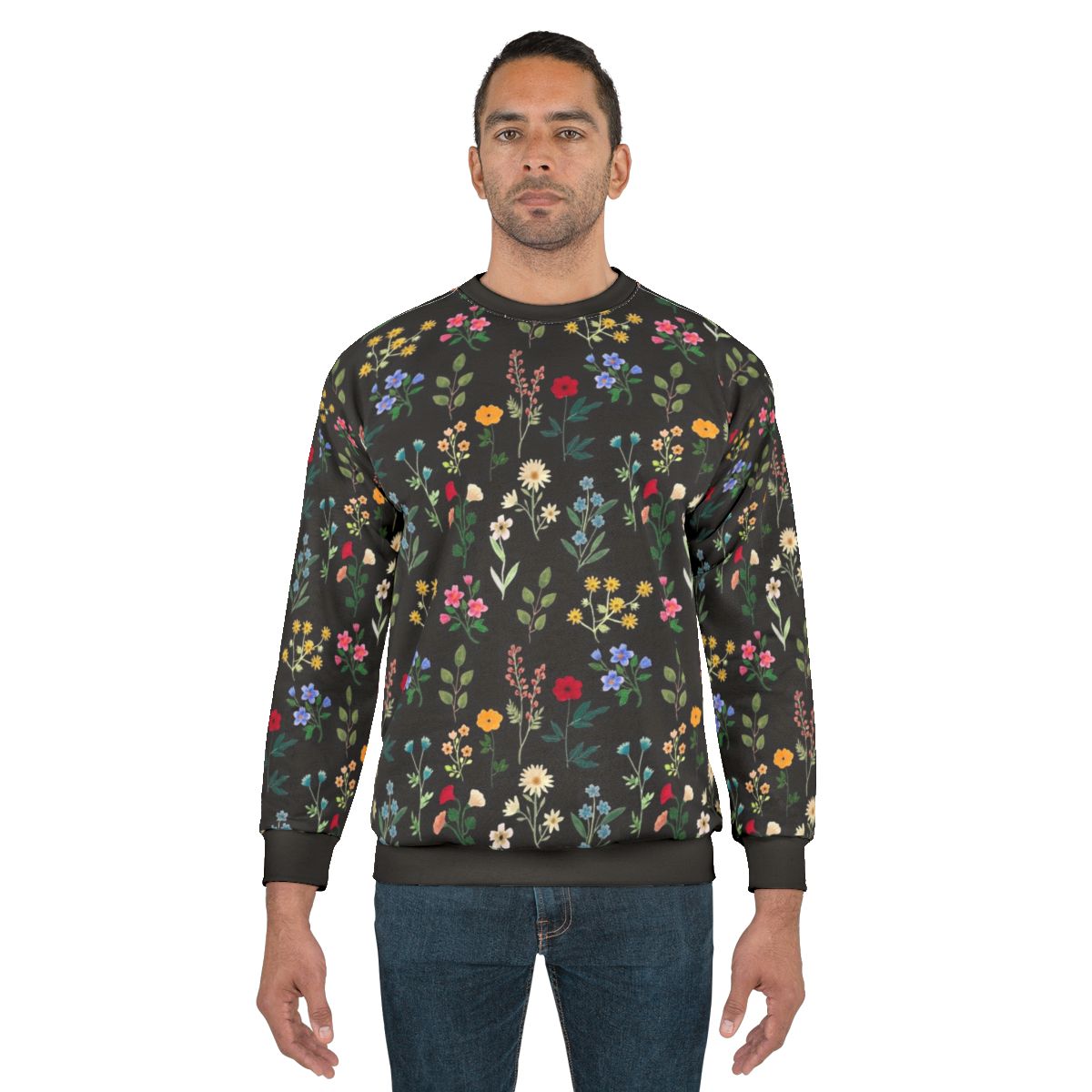 Spring botanical floral pattern sweatshirt