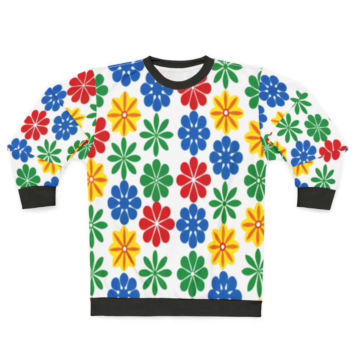 Spring floral retro sweatshirt with vibrant patterned design