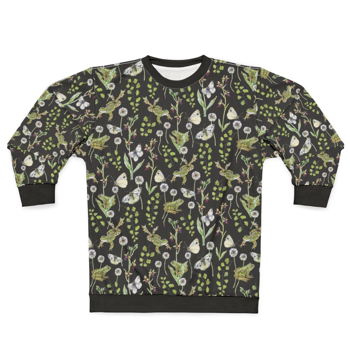 Spring frog and orchid nature inspired sweatshirt
