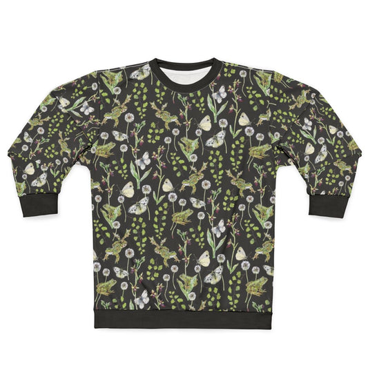 Spring frog and orchid nature inspired sweatshirt