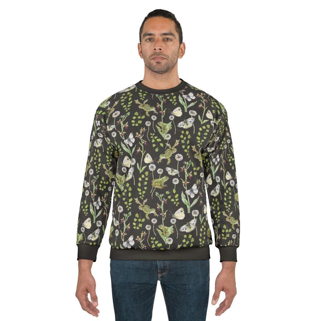 Spring frog and orchid nature inspired sweatshirt