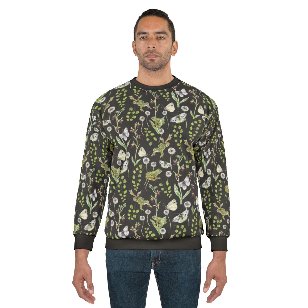 Spring frog and orchid nature inspired sweatshirt