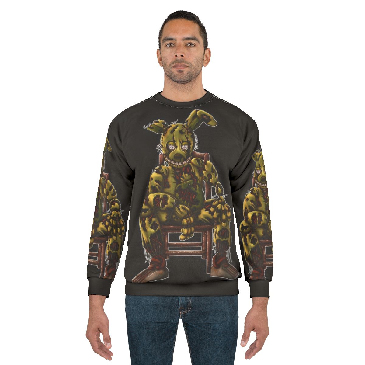 Springtrap character from Five Nights at Freddy's FNAF 3 printed on white sweatshirt