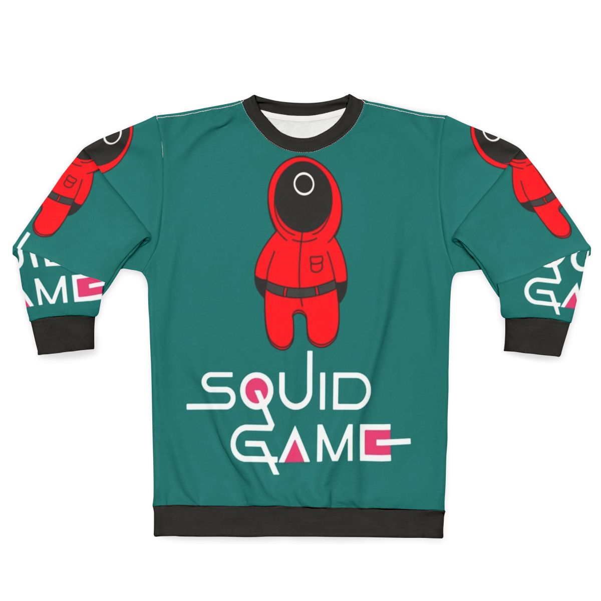 Squid Game Collection Sweatshirt featuring characters and symbols from the Netflix series