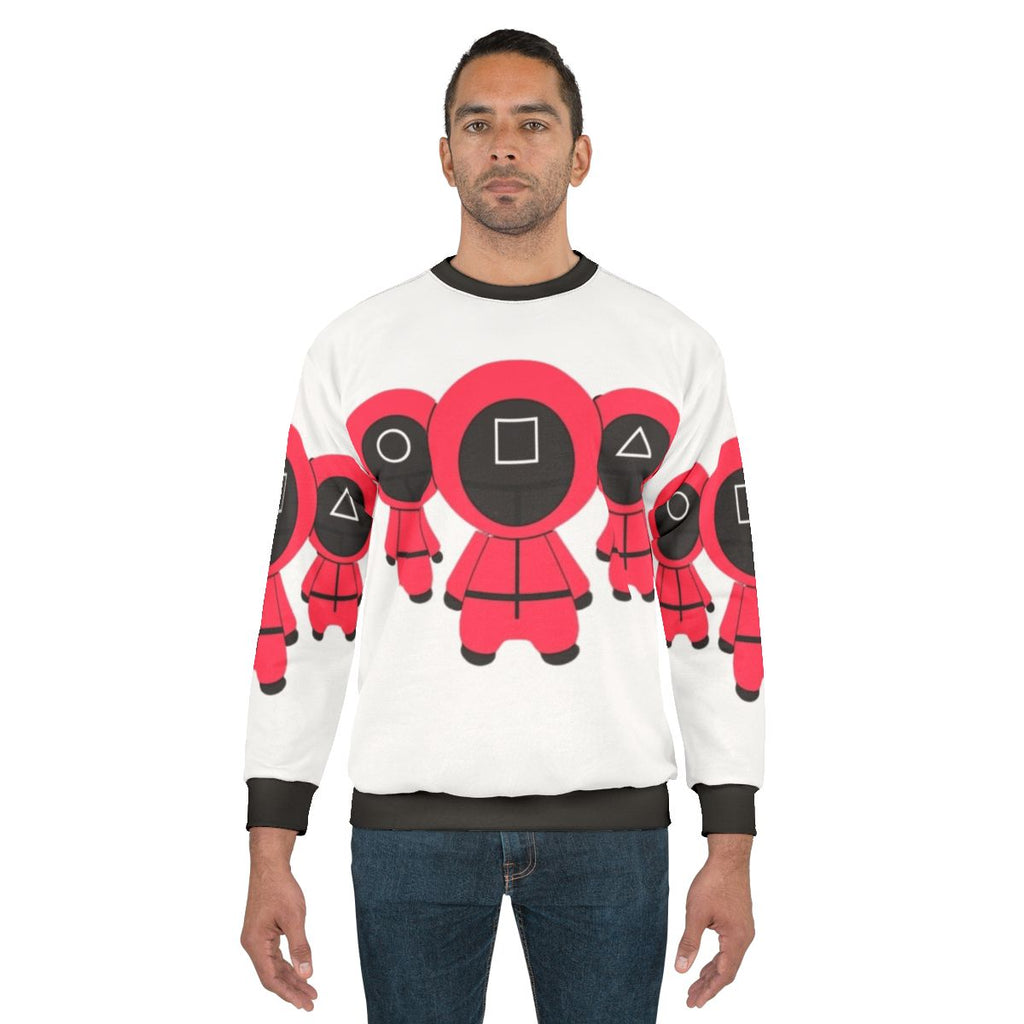 Squid Game Guard Sweatshirt featuring the iconic red guard uniform from the hit Netflix series