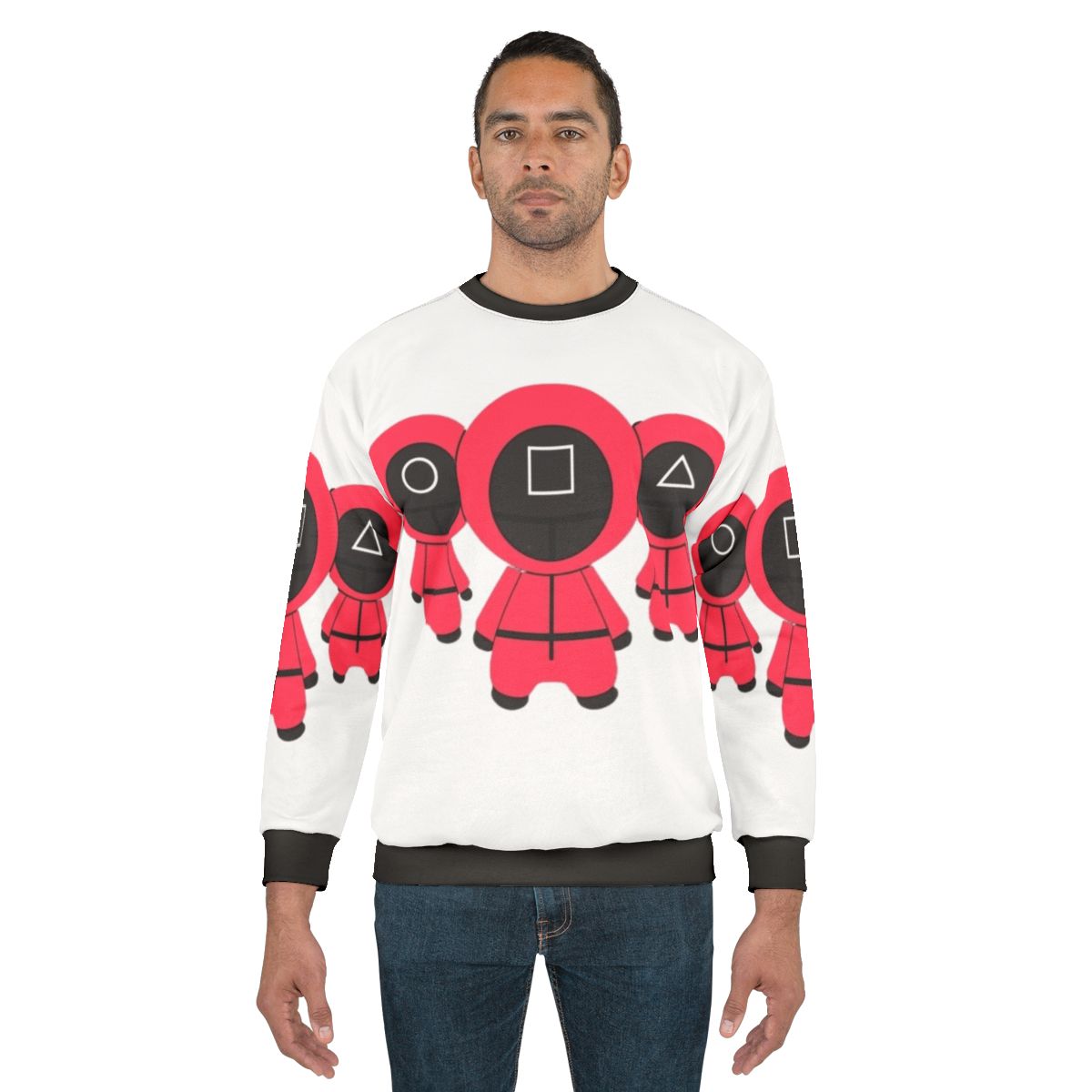 Squid Game Guard Sweatshirt featuring the iconic red guard uniform from the hit Netflix series