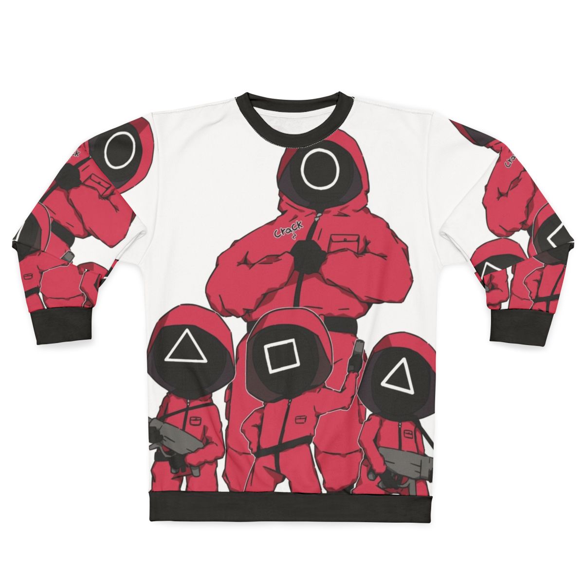 Squid Game Soldiers Sweatshirt featuring iconic characters from the Netflix Korean drama series