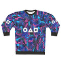 Squid Game Survival Pattern Sweatshirt with characters and symbols from the Netflix series