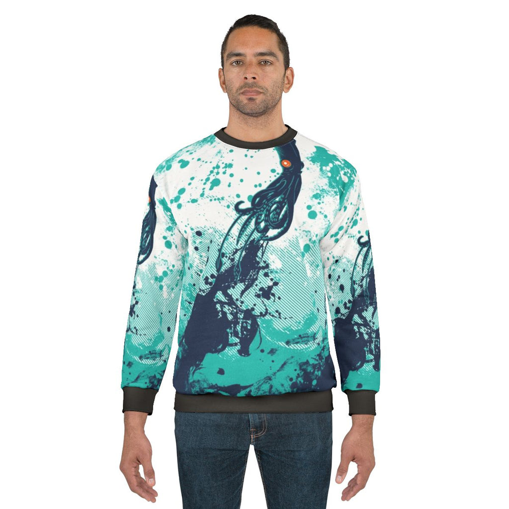 Squid Splash Ocean Sweatshirt with Vibrant Undersea Design
