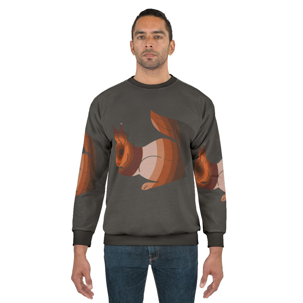 Legendary squirrel animal graphic on a colorful sweatshirt
