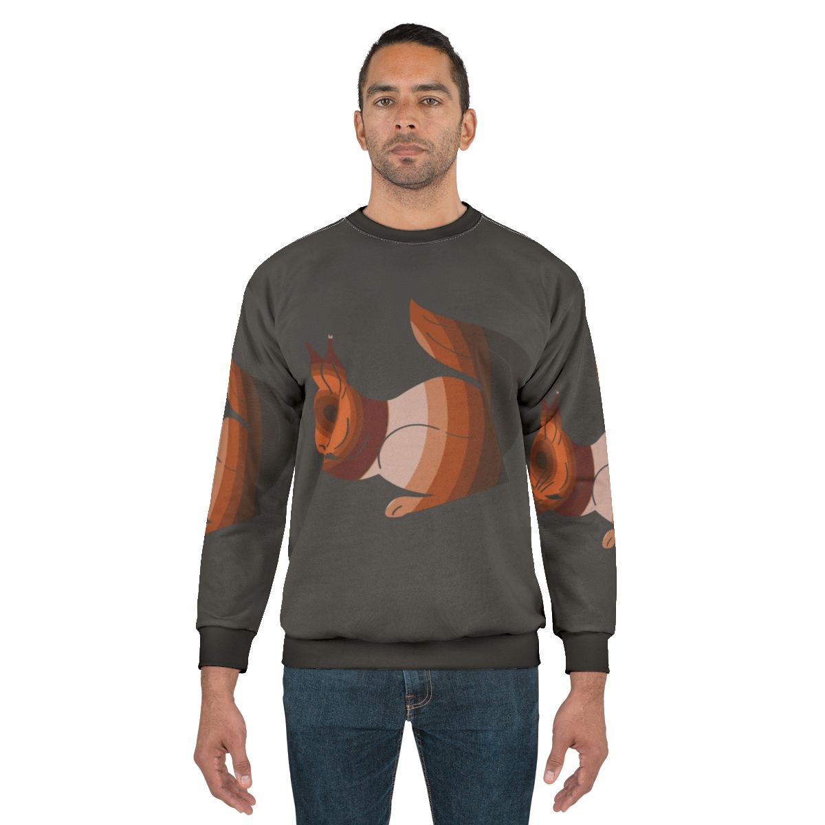 Legendary squirrel animal graphic on a colorful sweatshirt