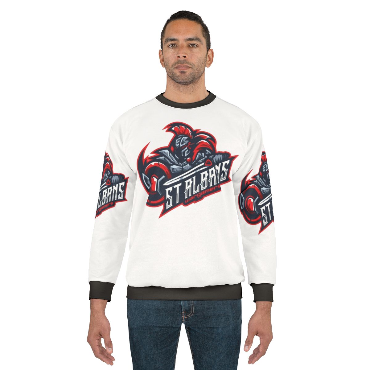 Gaming sweatshirt with St Albans Wargamers OG logo