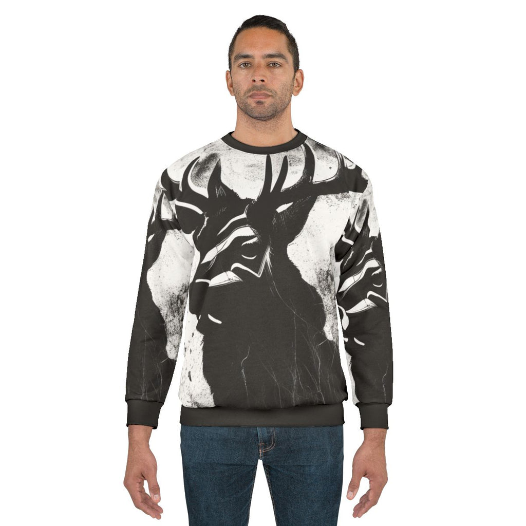 Stag Sweatshirt with Mythical Deer Graphic