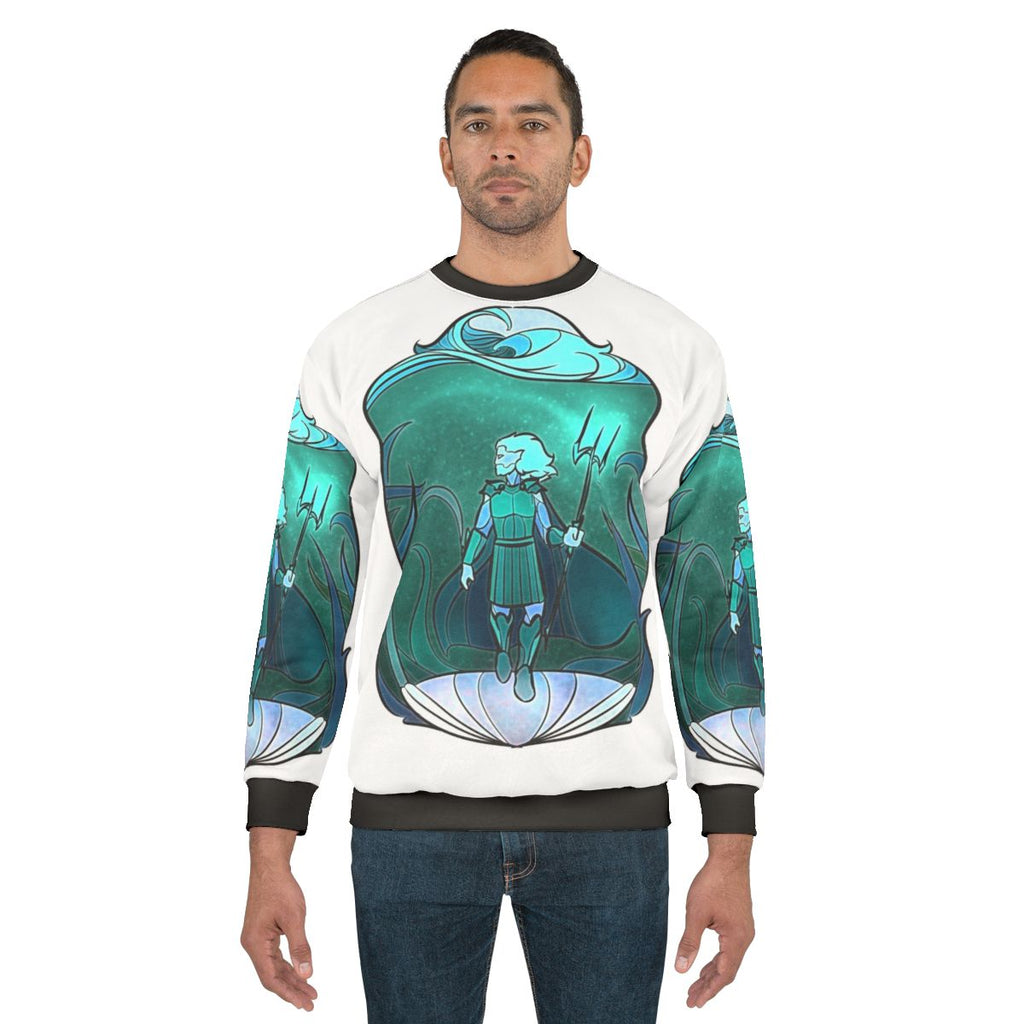 Stained glass Poseidon Greek mythology sweatshirt