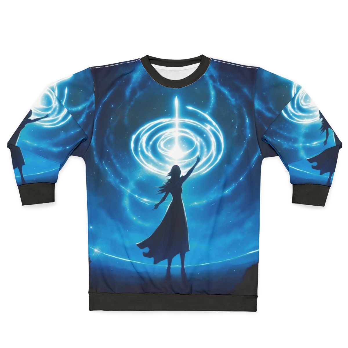 Magical star mage sweatshirt with fantasy galaxy and silhouette design
