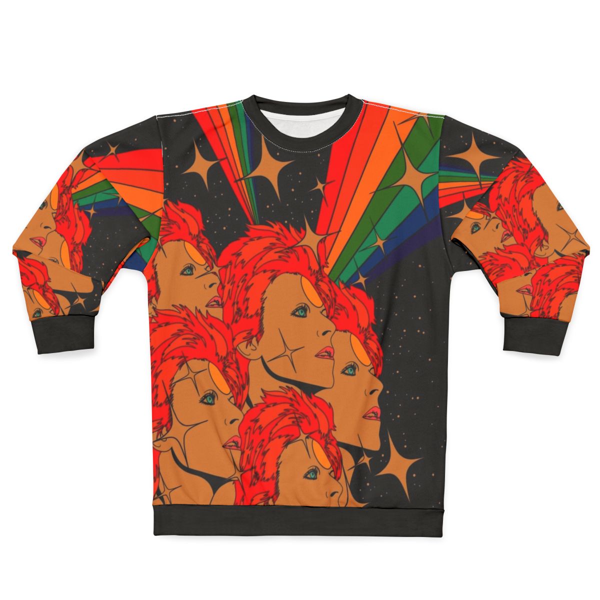 Starman Sweatshirt with Retro Psychedelic 70s Glam Rock Cosmic Design