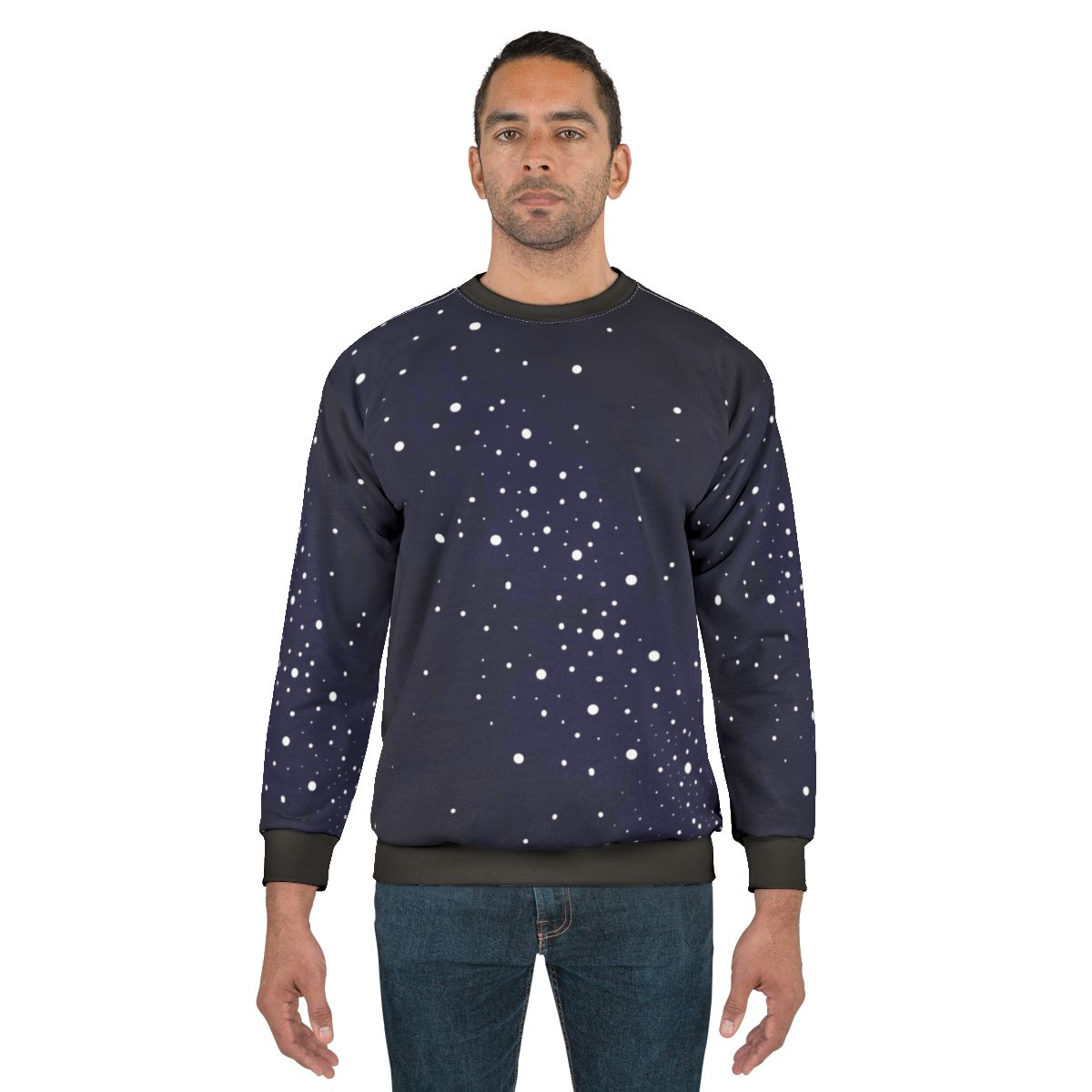 Starry night sky sweatshirt with galactic stars and milky way