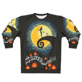 Starry Nightmare Sweatshirt - Artistic Halloween Clothing Featuring Jack Skellington and Starry Night Designs