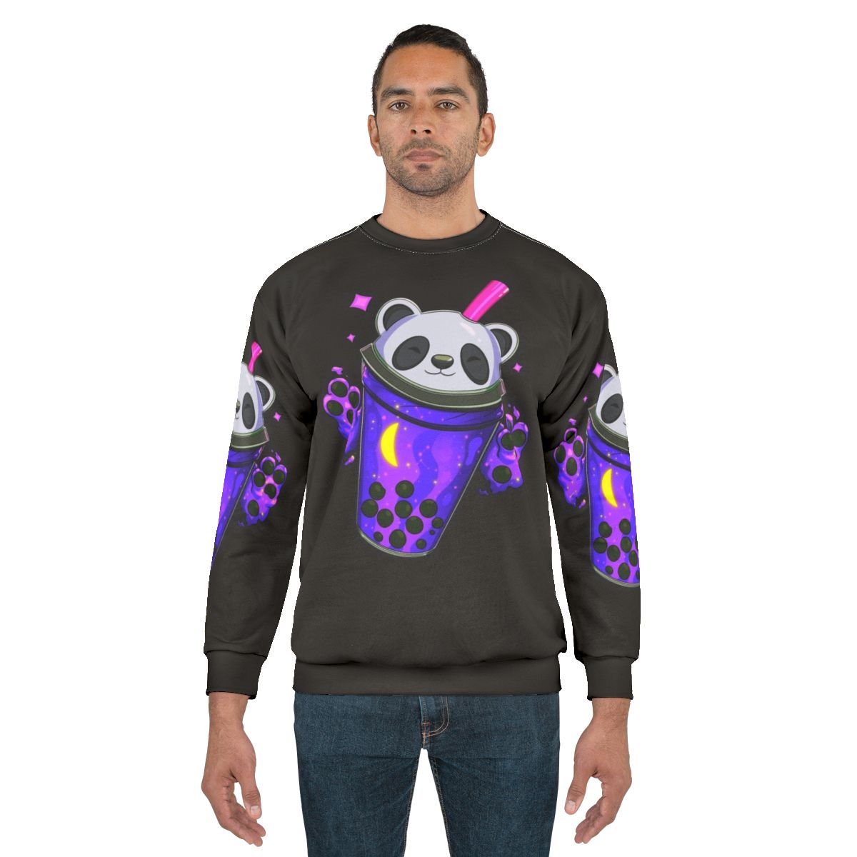 Starry panda bubble tea sweatshirt