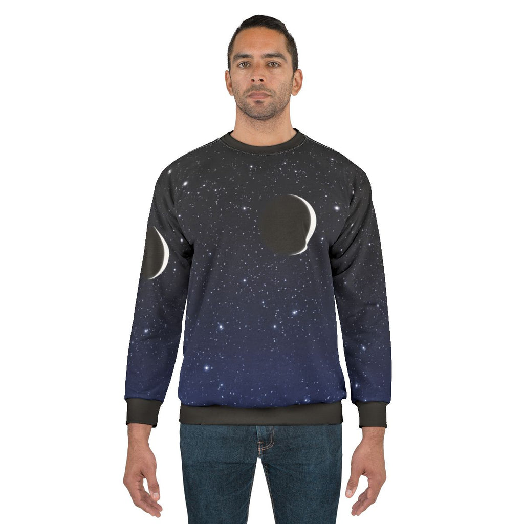 Celestial starry night blue to black sweatshirt