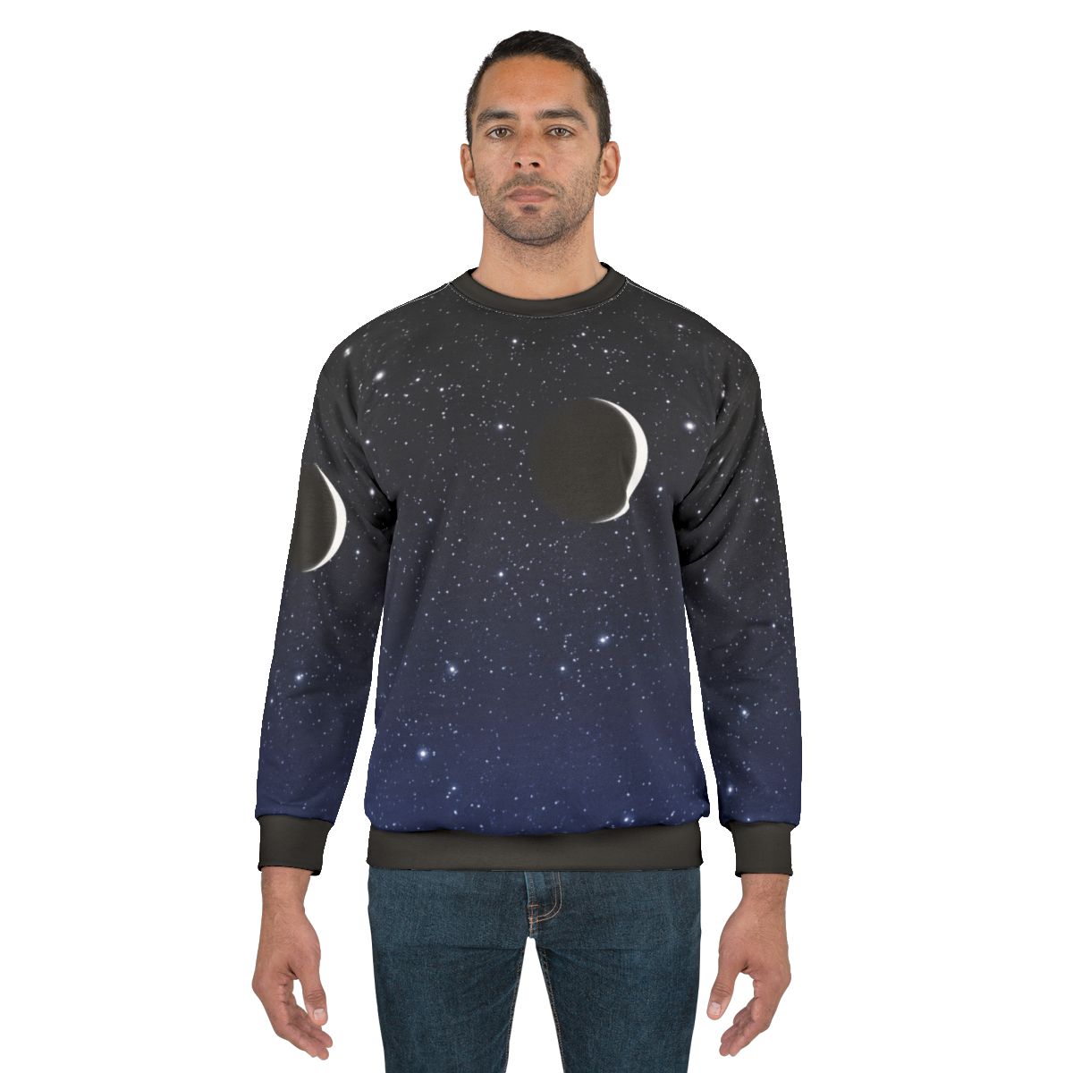 Celestial starry night blue to black sweatshirt