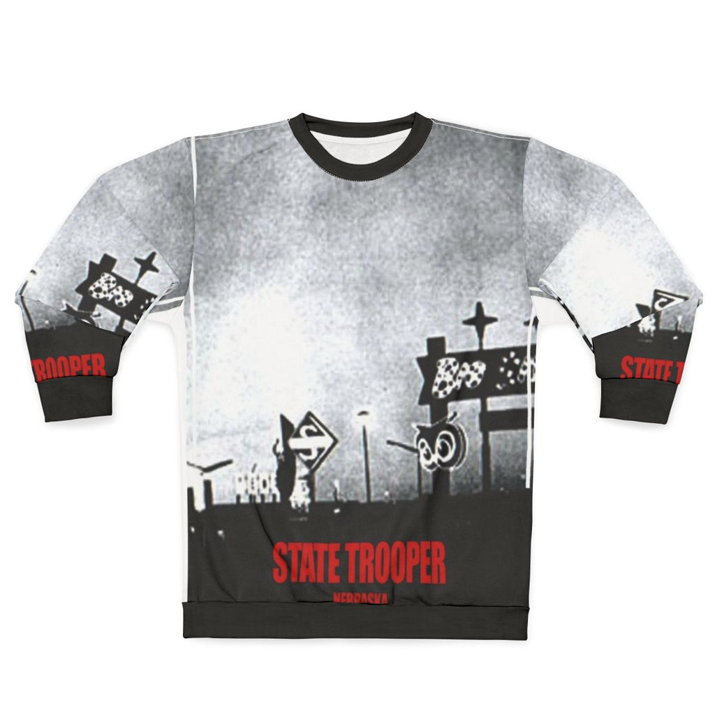 Vintage Nebraska State Trooper Sweatshirt with retro folk music graphics