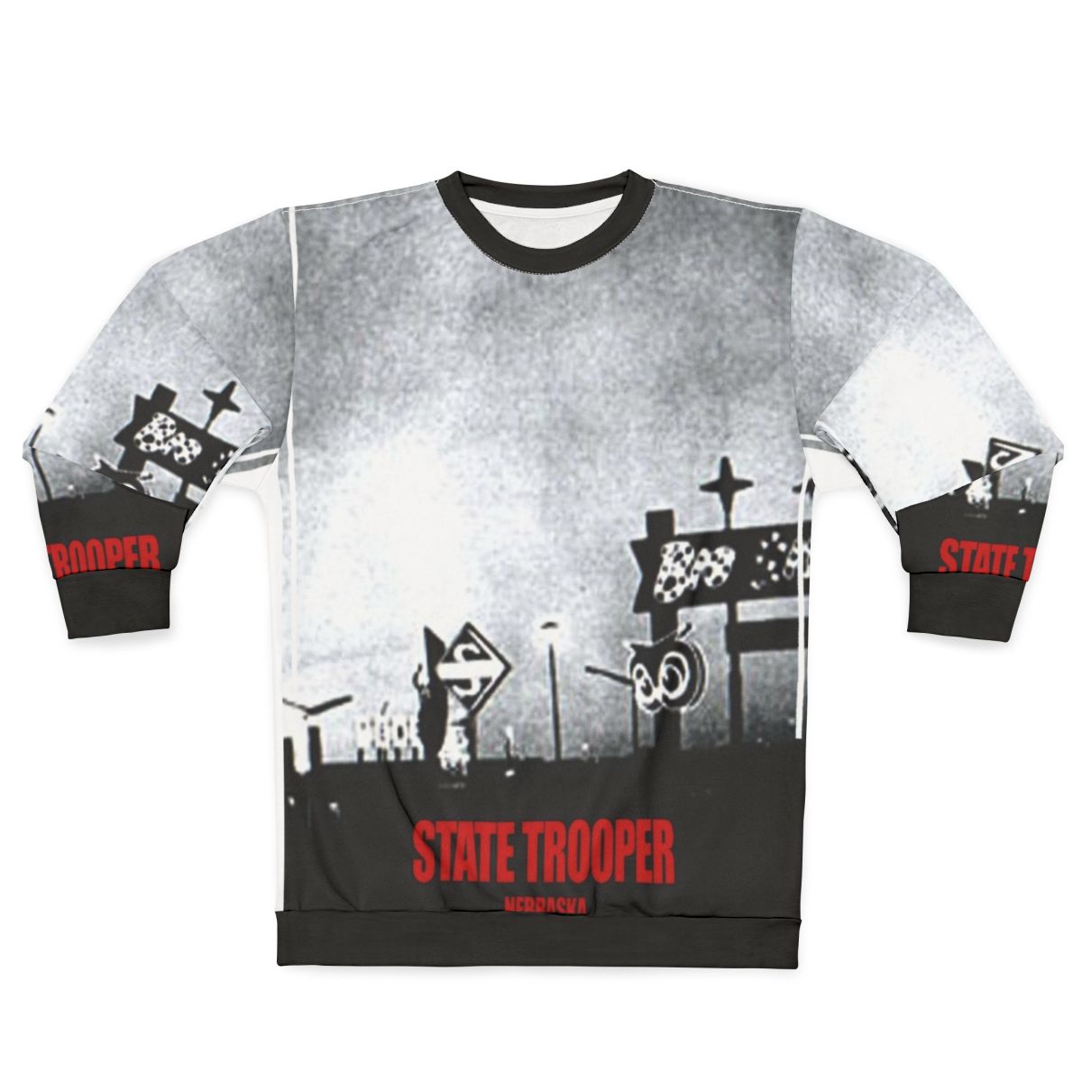Vintage Nebraska State Trooper Sweatshirt with retro folk music graphics