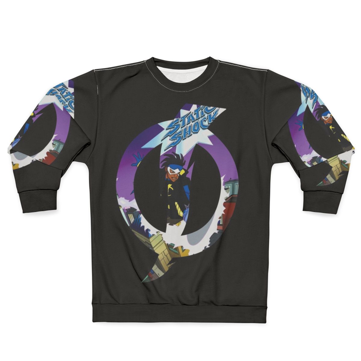 Static Shock DC Comics Superhero Sweatshirt with Lightning Bolt Design