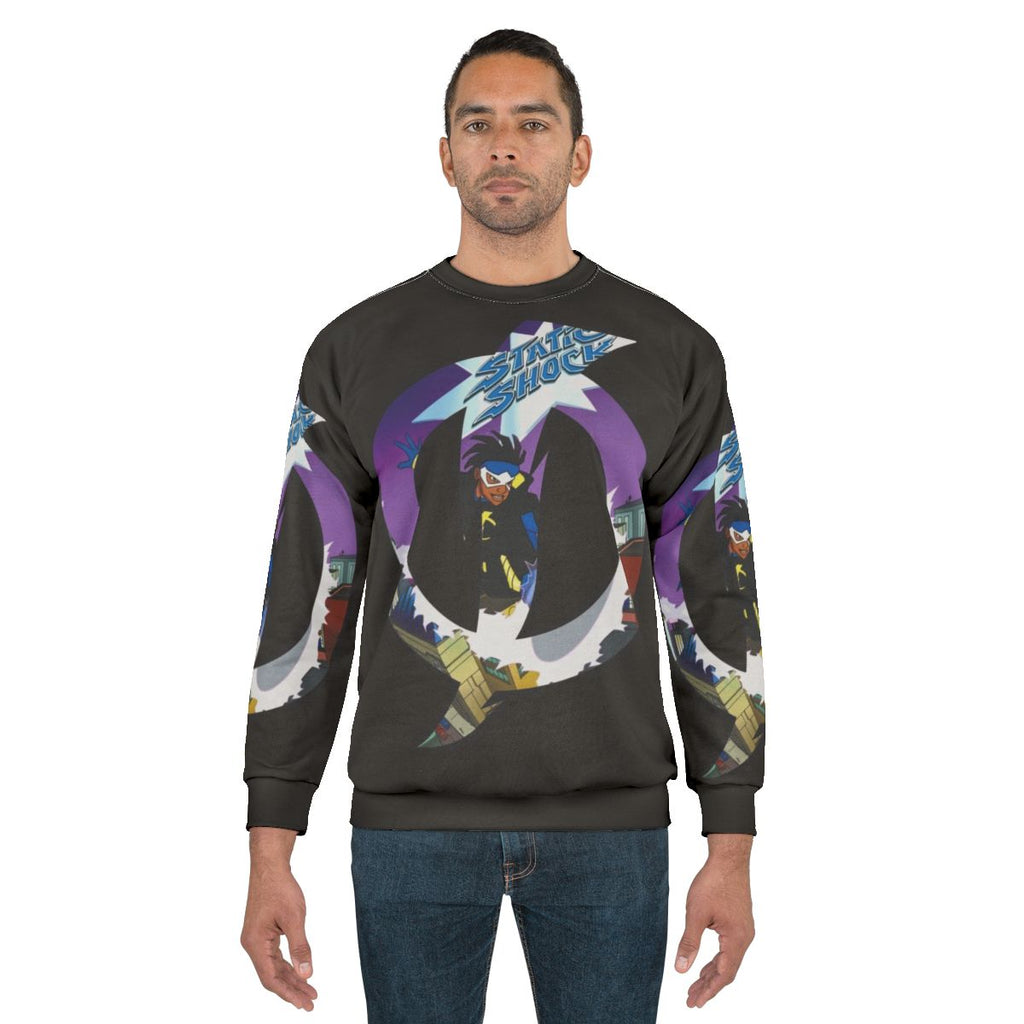 Static Shock DC Comics Superhero Sweatshirt with Lightning Bolt Design