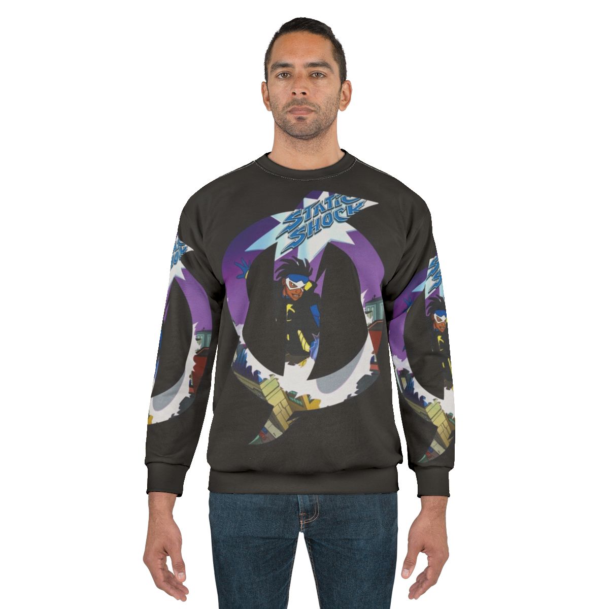 Static Shock DC Comics Superhero Sweatshirt with Lightning Bolt Design