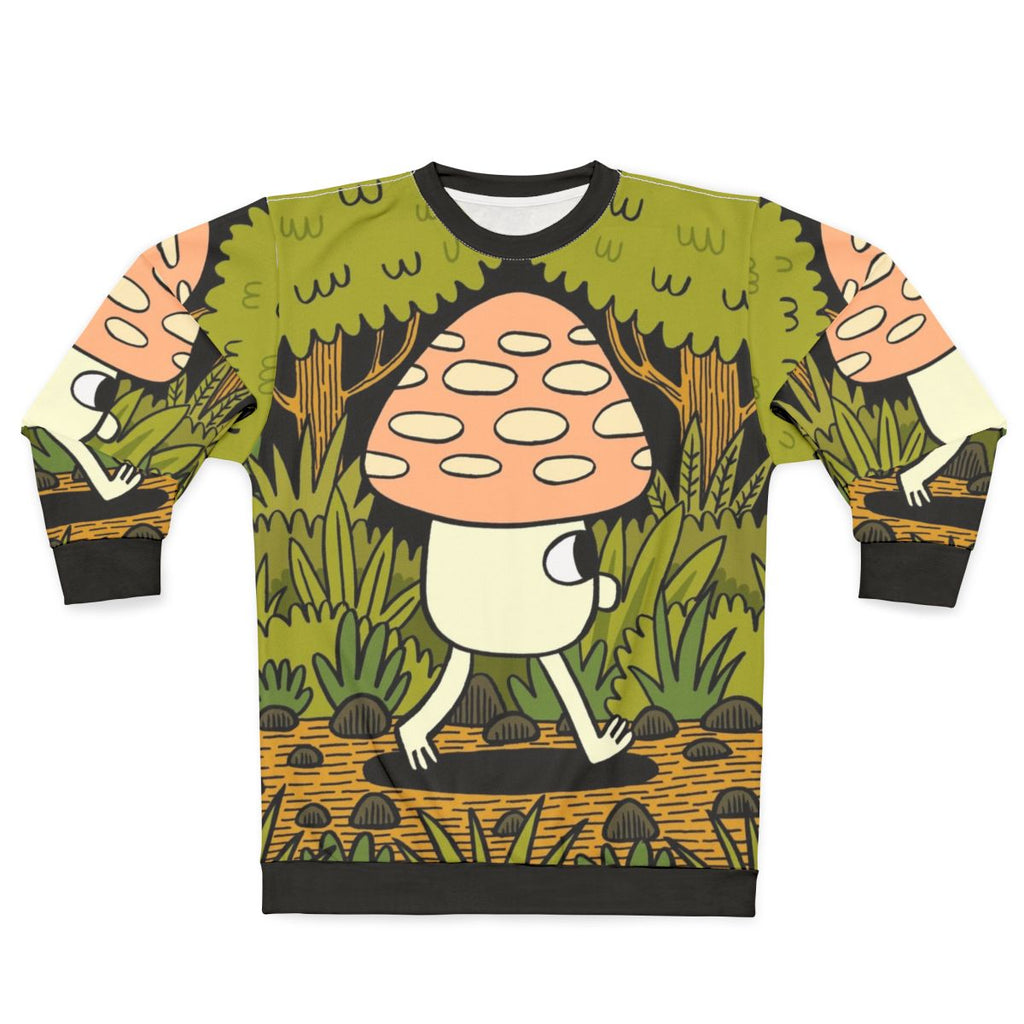 Sweatshirt featuring a nature-inspired design with autumn leaves and woodland creatures