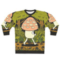 Sweatshirt featuring a nature-inspired design with autumn leaves and woodland creatures