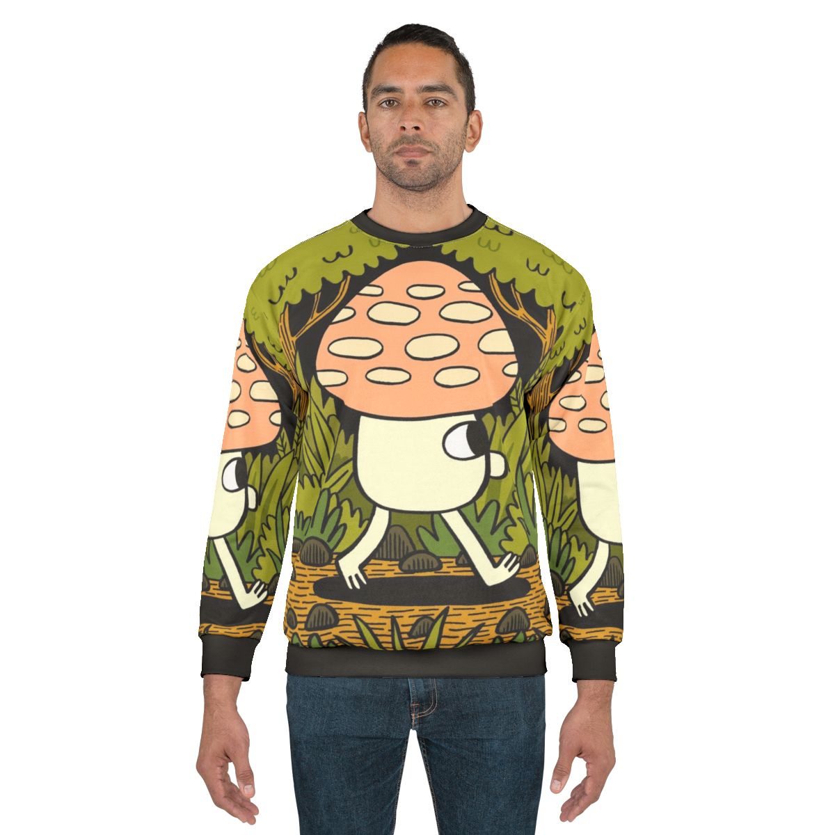 Sweatshirt featuring a nature-inspired design with autumn leaves and woodland creatures