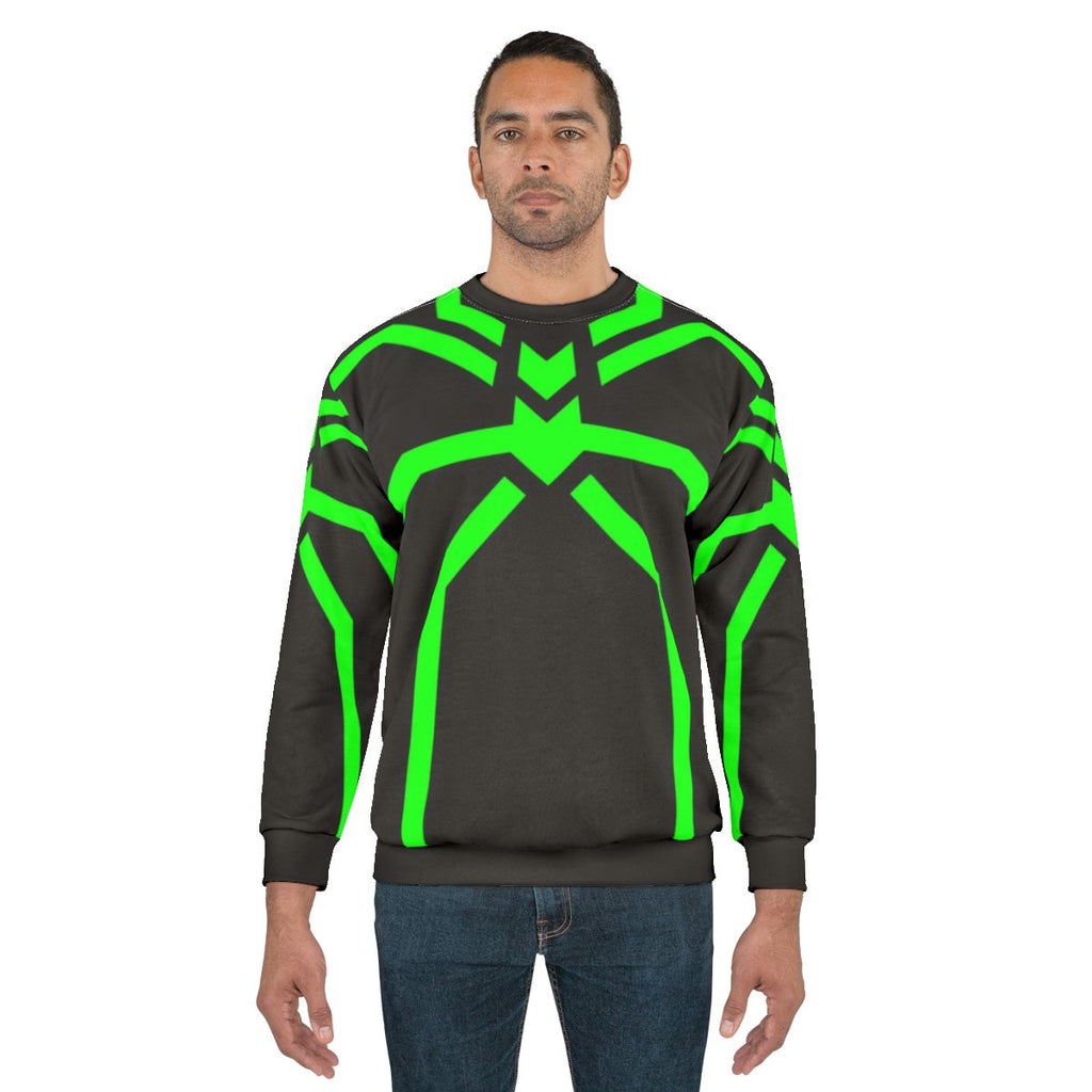 Stealth Spider Green Sweatshirt - Superhero Inspired Apparel