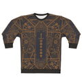 Steampunk polyhedral dice sweatshirt featuring dice and sword design