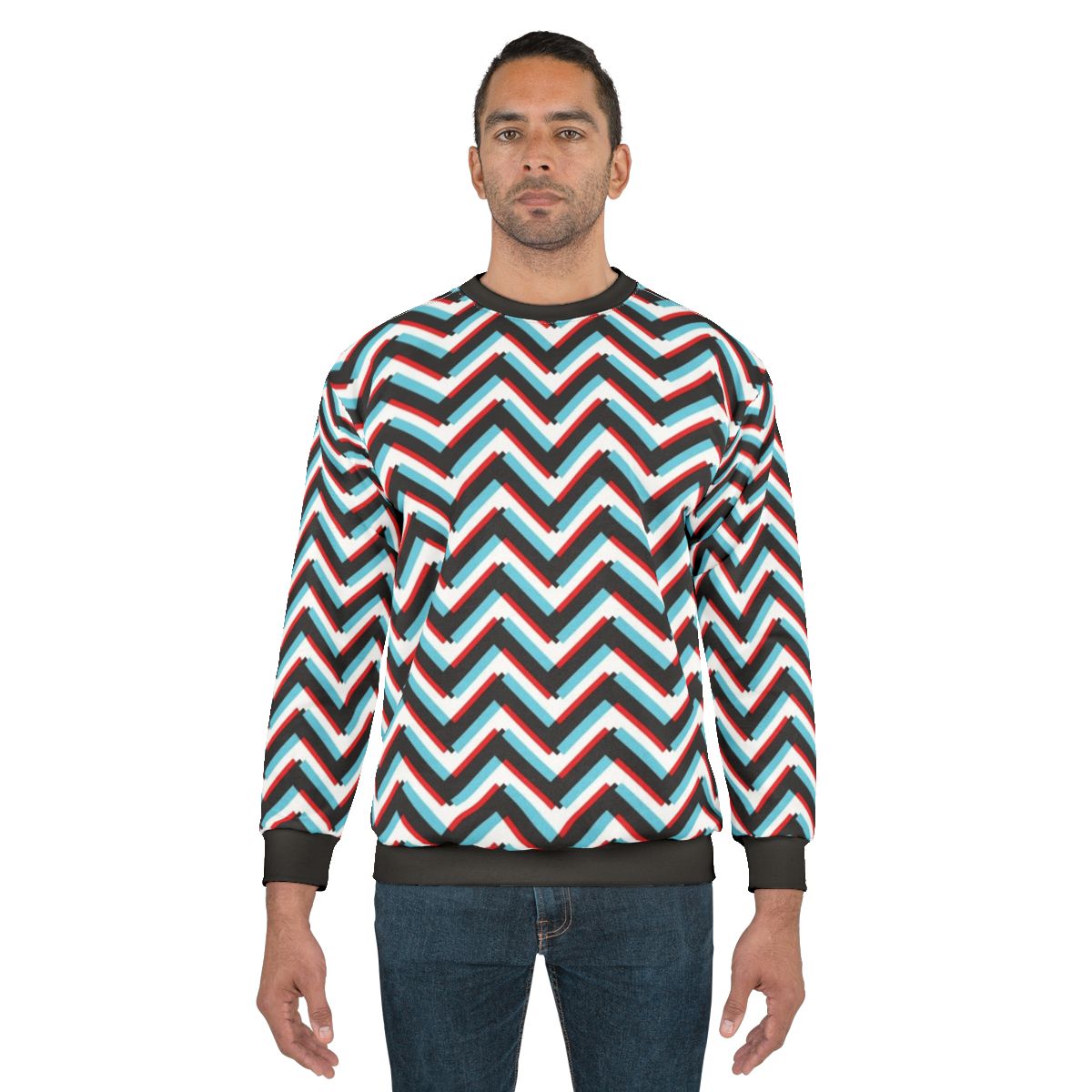 Stereoscopic chevron zig zag graphic print sweatshirt