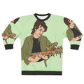 Steve Harrington from Stranger Things on a navy blue sweatshirt