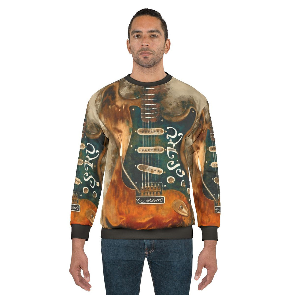 Stevie Ray Vaughan Electric Guitar Watercolor Sweatshirt