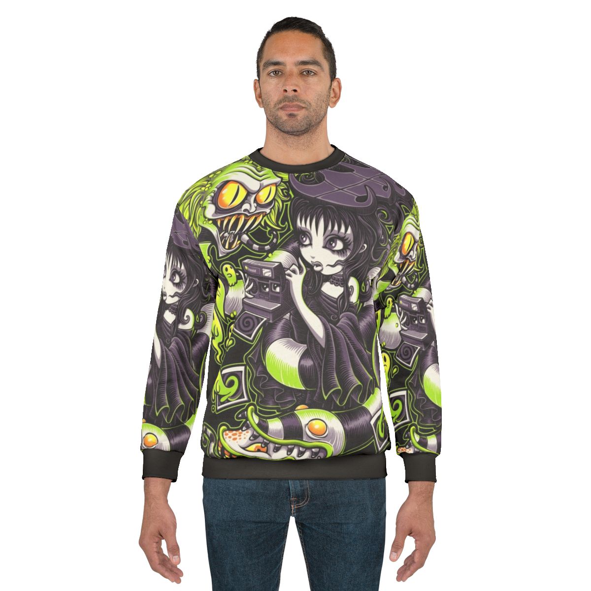 Strange and Unusual Beetlejuice-Inspired Gothic Horror Sweatshirt