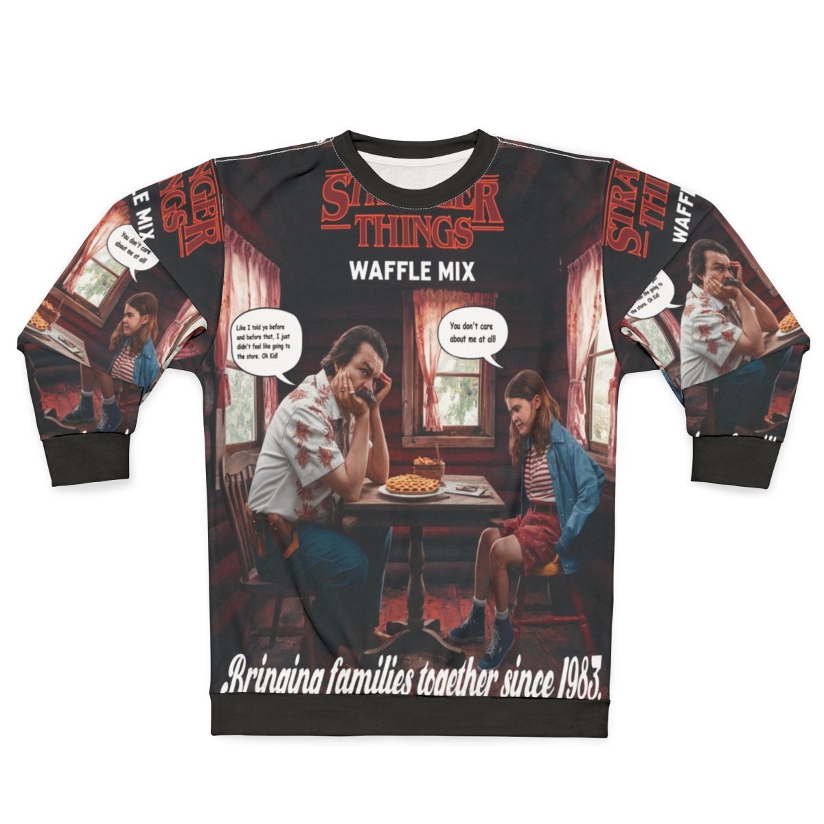 Stranger Things Netflix Merchandise Sweatshirt with Waffle Mix Design