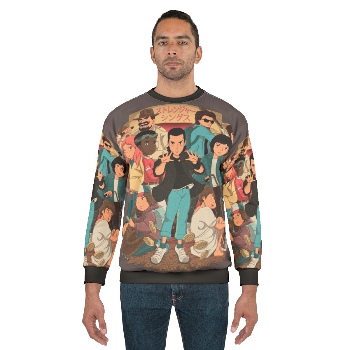 Stranger Things Anime 2 Sweatshirt featuring characters from the popular Netflix series