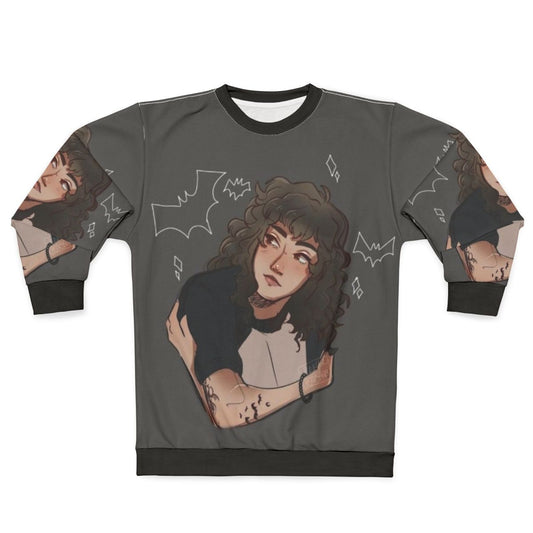 Stranger Things Sweatshirt with Eleven, Demogorgon, and Upside Down Motifs
