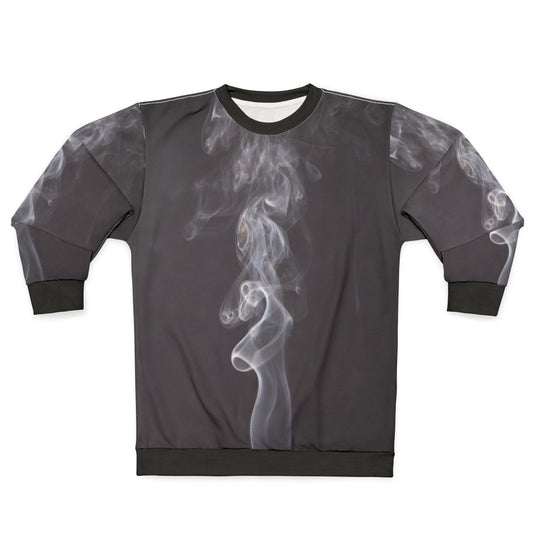 Abstract smoke pattern on white and black sweatshirt