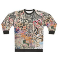 Street art inspired sweatshirt featuring Banksy-style graffiti design