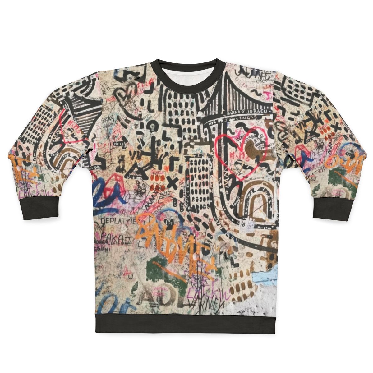 Street art inspired sweatshirt featuring Banksy-style graffiti design